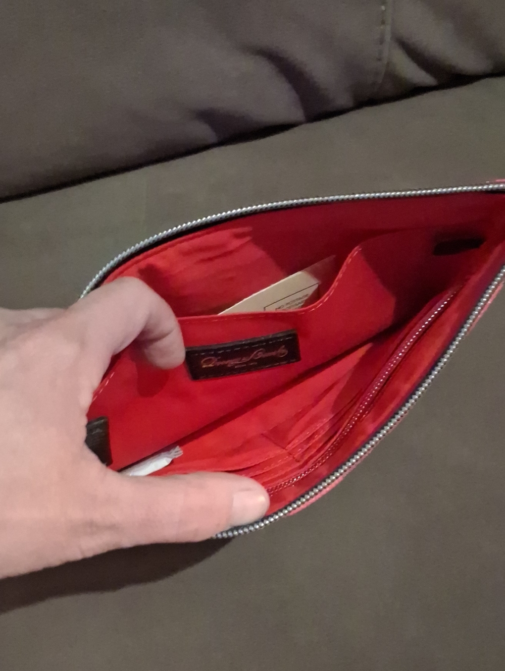 Dooney & Bourke Red and Black Buffalo Plaid Wristlet with Tassel - Picture 2 of 3